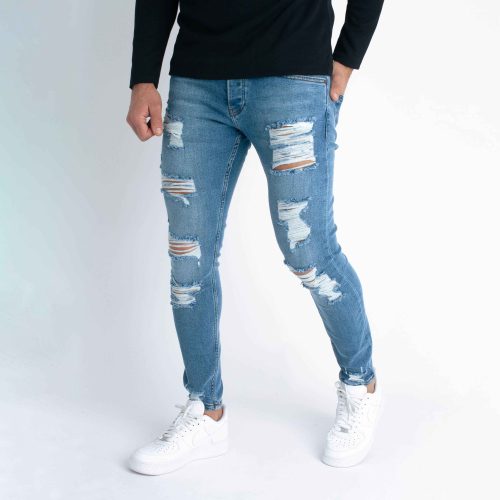 Destroyed Navy Skinny Jeans - sötétkék farmernadrág - Méret: 33