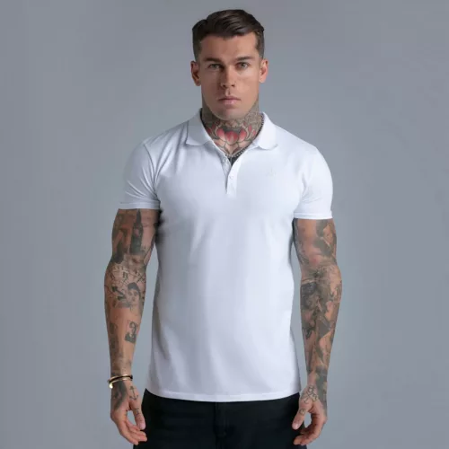 Siksilk White Polo T-Shirt - Méret: L