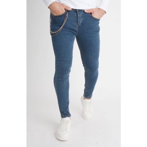 Blue Chainz Skinny Jeans - kék láncos farmer - Méret: 30