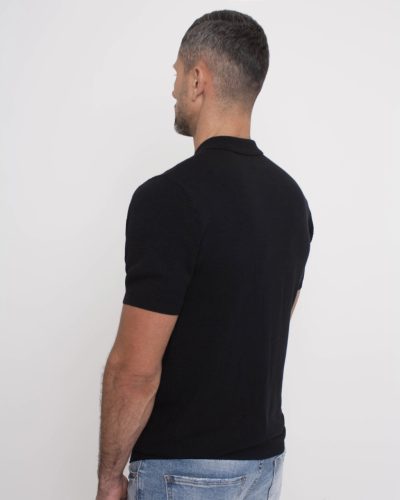 Waffle Fekete Galléros Póló - Méret: L