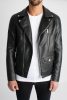 Joshua Black Biker Jacket - fekete motorosdzsekit - Méret: XL