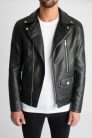 Joshua Black Biker Jacket - fekete motorosdzsekit - Méret: XL