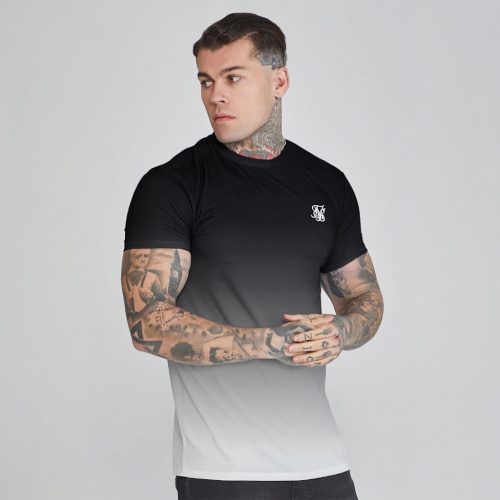 Siksilk Black White Fade T-Shirt - Méret: M