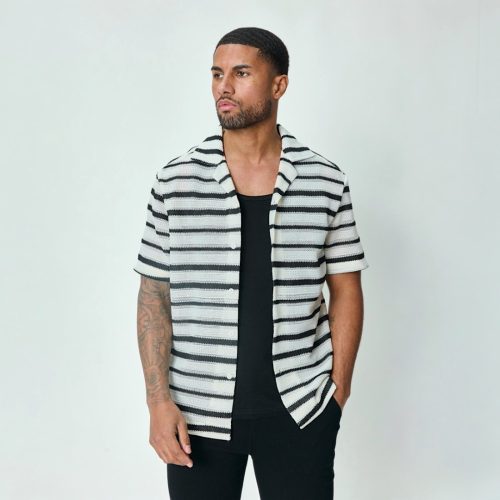 Striped Jacquard Shirt - kötött ing - Méret: XXL