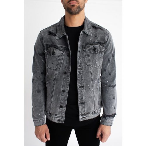 Graphite Slim Fit Denim Jacket - szürke farmerkabát - Méret: XL