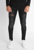 Darkness Skinny Jeans - fekete szaggatott farmer - Méret: 36