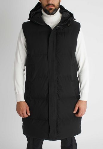 Long Puffer Vest - fekete hosszított mellény - Méret: XXL
