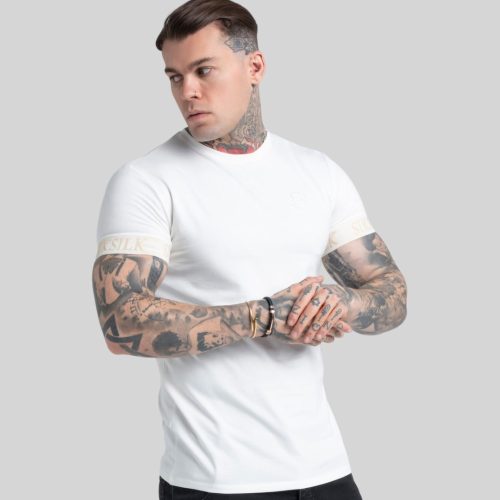 Siksilk Ecru Elastic Cuff T-Shirt - törtfehér póló - Méret: S 
