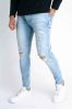 Faded Blue Skinny Jeans - szaggatott farmer - Méret: 29