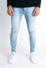Faded Blue Skinny Jeans - szaggatott farmer - Méret: 34