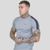 Siksilk Grey Raglan Tape Muscle Fit T-Shirt - szürke póló - Méret: L