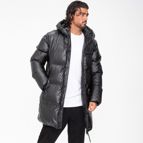 Glossy Long Puffer Coat - fekete téli kabát - Méret: XL