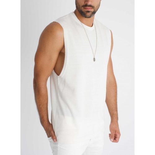 White Tank Tee - ujjatlan fehér póló - Méret: M