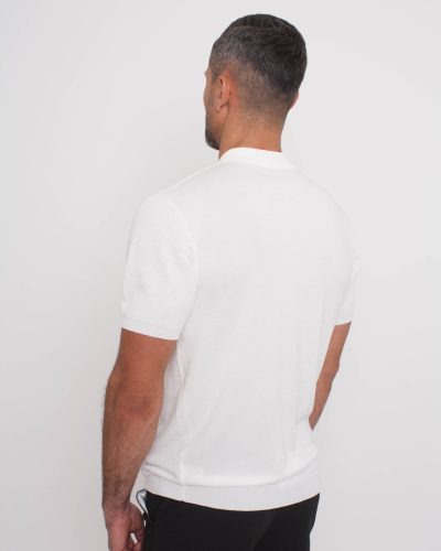 Waffle Fehér Galléros Póló - Méret: XL