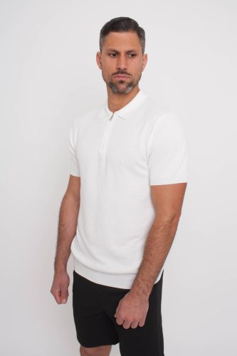 Waffle Fehér Galléros Póló - Méret: XXL