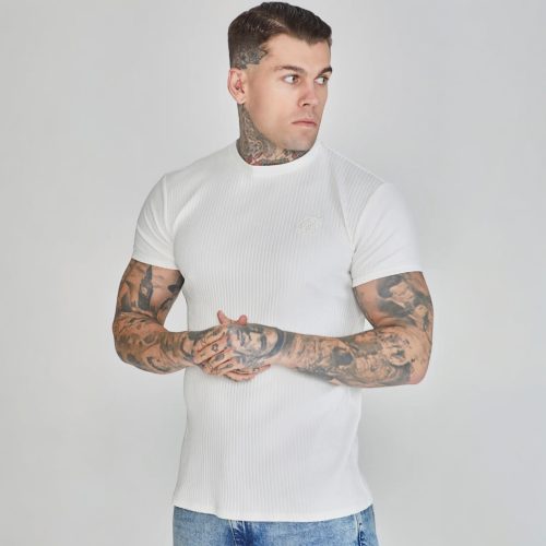 Siksilk White Ribbed T-Shirt - fehér póló - Méret: M