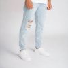 Destroyed Wide Jeans - világoskék lezser farmer - Méret: 30