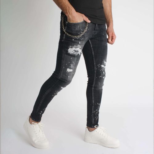 Painted Chain Jeans - fekete láncos farmer - Méret: 36