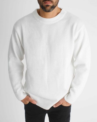 Loose-fitting White Sweatshirt - fehér kötött pulóver - Méret: XL