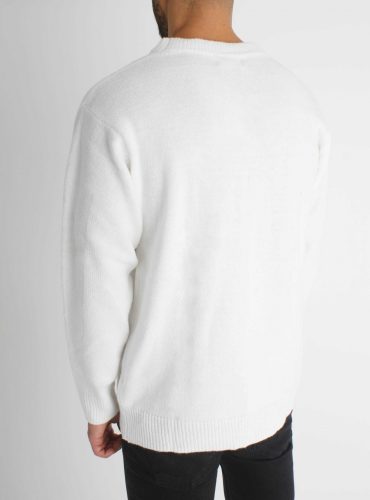 Loose-fitting White Sweatshirt - fehér kötött pulóver - Méret: XL