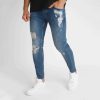 Riven Blue Skinny Jeans - szaggatott kékfarmer - Méret: 34