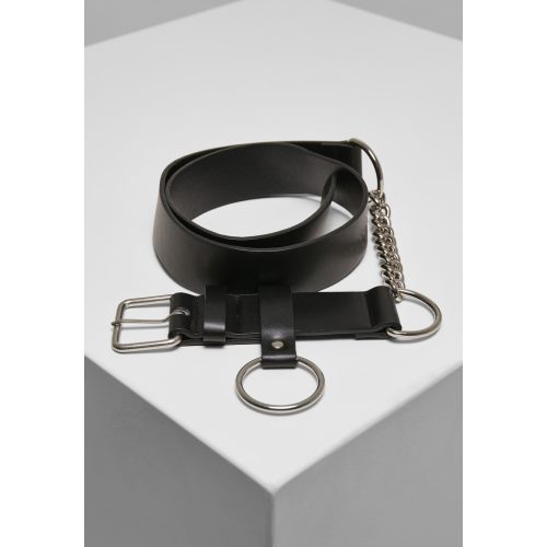 Chain Synthetic Leather Belt - fekete láncos öv - Méret: S/M