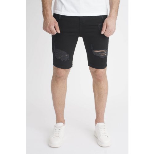 Black Ripped Short - fekete szaggatott rövidnadrág - Méret: 34