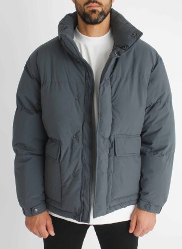 Grey Puffer Jacket - szürke téli kabát - Méret: M