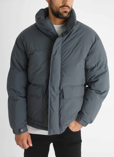 Grey Puffer Jacket - szürke téli kabát - Méret: M