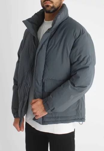 Grey Puffer Jacket - szürke téli kabát - Méret: XXL