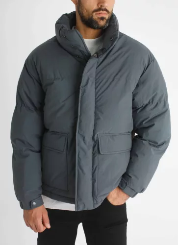 Grey Puffer Jacket - szürke téli kabát - Méret: XXL