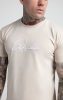 SIKSILK Stone Embroidered Script Muscle Fit T-Shirt - bézs póló - Méret: XS