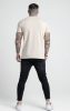 SIKSILK Stone Embroidered Script Muscle Fit T-Shirt - bézs póló - Méret: L