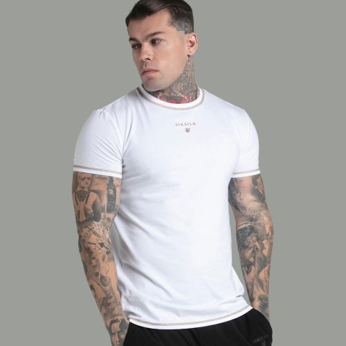 Siksilk White Muscle Fit T-Shirt - fehér póló - Méret: XL