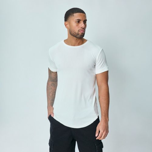 White Textured Slim Tee - fehér póló - Méret: XXL