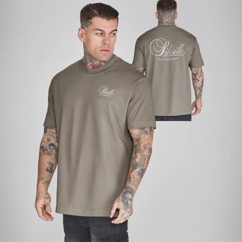 Siksilk Khaki Graphic T-Shirt - khaki póló - Méret: M