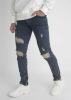 Long Zip Jeans - kék szaggatott farmer - Méret: 31