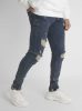 Long Zip Jeans - kék szaggatott farmer - Méret: 32
