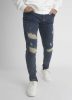Long Zip Jeans - kék szaggatott farmer - Méret: 36