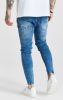 SikSilk Blue Mid Wash Distressed Skinny Jeans - kék farmer - Méret: M