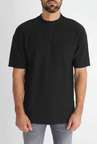 Striped Black Highneck Tee 