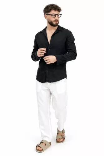 Linen Fekete Ing - Méret: M