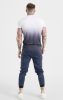 SikSilk Navy Sports Fade T-Shirt - Slim Fit póló - Méret: S