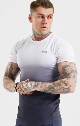 SikSilk Navy Sports Fade T-Shirt - Slim Fit póló - Méret: XL