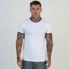 Siksilk White and Navy Ringer T-Shirt