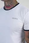 Siksilk White and Navy Ringer T-Shirt - Méret: XS