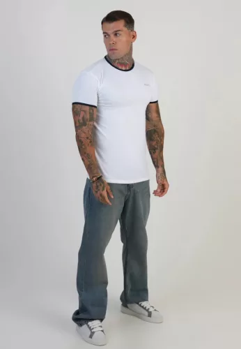 Siksilk White and Navy Ringer T-Shirt - Méret: XS