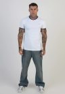 Siksilk White and Navy Ringer T-Shirt - Méret: M