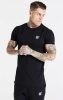 Siksilk Black Essential Short Sleeve Muscle Fit T-Shirt - fekete póló - Méret: M
