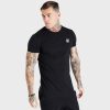 Siksilk Black Essential Short Sleeve Muscle Fit T-Shirt - fekete póló - Méret: L